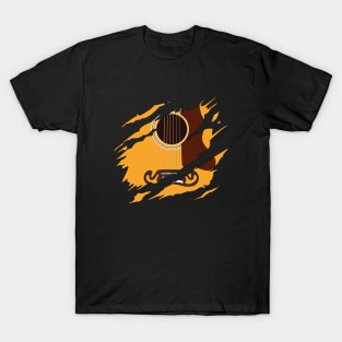 Ripped Acoustic Guitar Natural Color T-Shirt